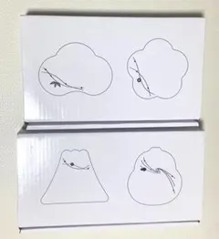 【新品】縁起絵皿2枚入り2セット(富士＆瓢箪)と(梅＆松)