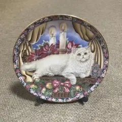 Aynsley 飾り皿 Winter Cat 皿立て付き