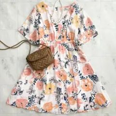 美品グレースコンチネンタル花柄ひざ丈ワンピース春夏華やか