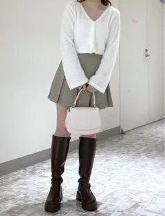 ヘザー ラメフェザーショートカーディガン