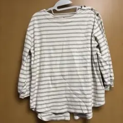 Avail ボーダー柄 五分袖カットソー 肩ボタンデザイン