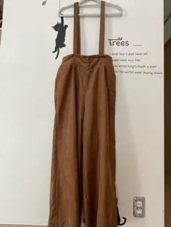 ブラウン サロペット スエード風　M