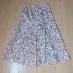 自由区 ピンク系花柄 フレアスカート