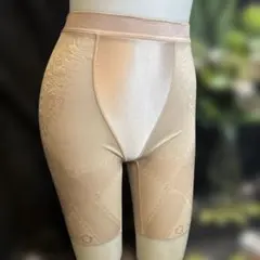 AB34 ワコ－ル 綺麗な総花柄＆レ－ス ロングガードル 76 ベージュ系
