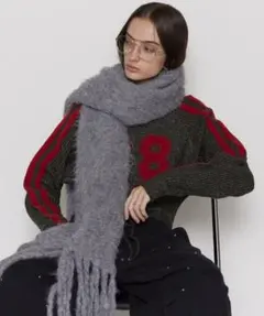 【美品】MAISON SPECIAL シャギーニットマフラー ストール　グレーのサムネイル