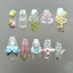 ネイルチップ 平成女児 韓国 y2k サブカル ウィッシュコア 音符 クローバー