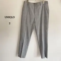 UNIQLO グレンチェック スラックス Mサイズ グレー センタープレスパンツ