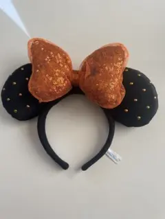 【美品】ディズニー カチューシャ 黒 オレンジ ハロウィン