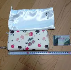 コーチ 長財布 COACH ジップ アラウンド 花柄 ホワイトブルー 新品