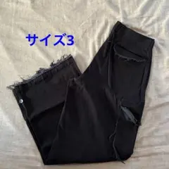 Soerte ブラック ダメージカーゴパンツ　サイズ3