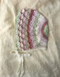 handmade multicolor cotton hat カラフルボンネットのサムネイル