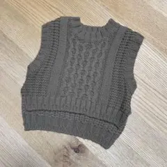 petit main ノースリーブニット 80 カーキ