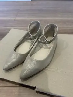 RANDA アンクルストラップ パンプス ラメ ベージュ