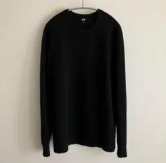 ユニクロ ウォッシャブルミラノリブクルーネックセーター 黒 XL