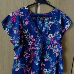 a.n.a ネイビー花柄ノースリーブシャツ XS