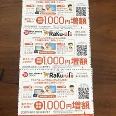 ラクウル1000円増額クーポン３枚セット ビックカメラ・コジマ株主優待