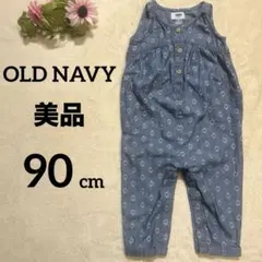 【美品】OLD NAVY ノースリーブ デニム 総柄 ロンパース 90cmのサムネイル