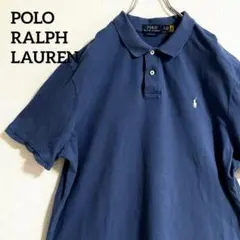 希少XL】ラルフローレン 半袖 ポロシャツ ブルー レッドワンポイント