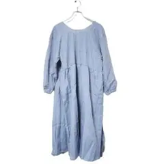 新品 エプロンワンピース フリー グレー 割烹着 羽織り 家事作業着 爽やか