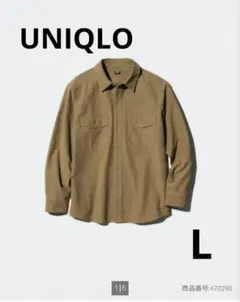 美品　UNIQLO ジャージーオーバーシャツ　ブラウン　L　ユニクロ
