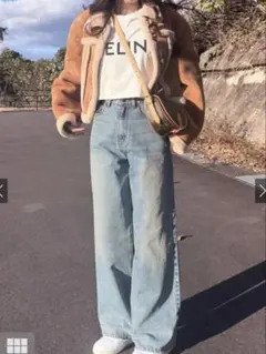 ストレートワイドデニムパンツ　グレイルcu533