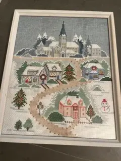 クリスマスマーケット　クロスステッチ完成品
