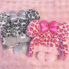 ミニー　ヒョウ柄　レオパード　グレー　シルバー　ピンク　ファンキャップ　♡