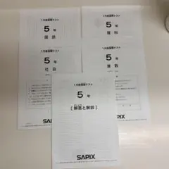 SAPIX 2025年度小学5年 1月度復習テスト 算数・国語・理科・社会