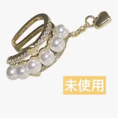 【イヤカフ】イヤリング パール イヤーカフ空中ハートデザイン ぶら下がり