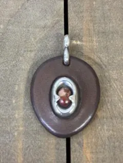 ブラウン　オーバル　ペンダント　石 シルバー