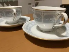 Noritake 青と白 花柄 カップ・ソーサー２客セット