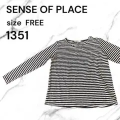 SENSE OF PLACE ボーダー 長袖 カットソー フリーサイズロンT