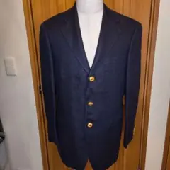 リネン 100％ ラルフローレン 紺ブレ L 金ボタン ヘルメットロゴ