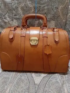 本革 ダレスバッグ ドクターズバッグ 鍵付き キャメル色 状態良い 最