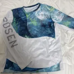 GOSEN 長袖Tシャツ 青緑模様 Mサイズ