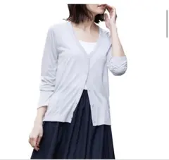 新品　Vネックカーディガン　アイスグレー　L