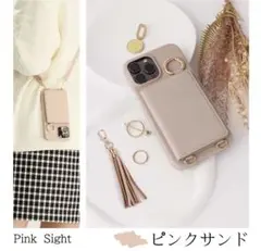 スマホショルダー iPhone12 ケース カード収納ミラー付背面手帳型