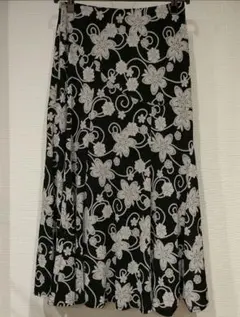 フラワープリント フレアスカート ブラック/グレー grace 韓国製