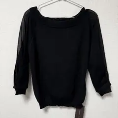 FRENCH PAVE シアーニットプルオーバー 七分袖 ブラック