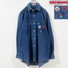M　ミキハウス　MEN'Sラインタグ　ロゴ刺繍ワッペン　インディゴ　デニムシャツのサムネイル