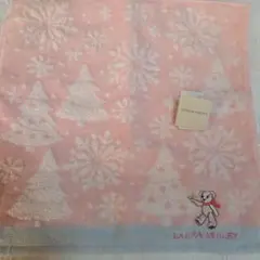 新品　ローラアシュレイ　タオルハンカチ　ハンドタオル　くま柄　ピンク　クリスマス