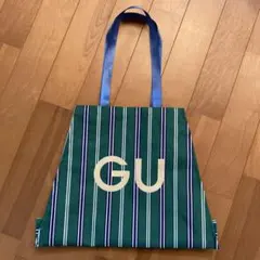 【新品未使用】GUノベルティ ストライプ柄 トートバッグ グリーン