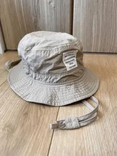 バケットハット 子供用帽子 ベージュ 調整ひも 首焼け防止 52cm