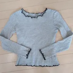 Dazy フリル付きストライプ長袖トップス　sサイズ