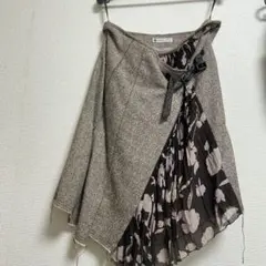 BABYLONE フレアスカート ブラウン 花柄裏地