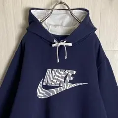 NIKE ナイキ ゼブラ柄ロゴ スウェット プルオーバー パーカー XXL