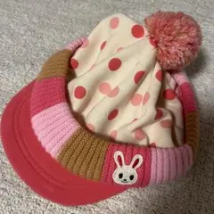 美品　ミキハウス　帽子　うさこ刺繍付き　ドットキャップ　L 52-54 ニット帽
