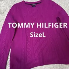 トミーヒルフィガー ケーブル編み ウール ニット プルオーバー レディース L