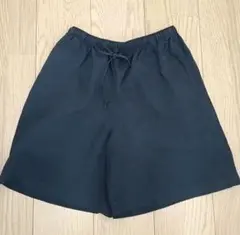 UNIQLO レディース ハーフパンツ ネイビー Sサイズ レーヨン麻綿 紐付き
