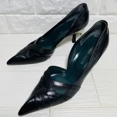 【美品】アルフレッドバニスター 本革 ポインテ ッドトゥ パンプス 36 黒のサムネイル
